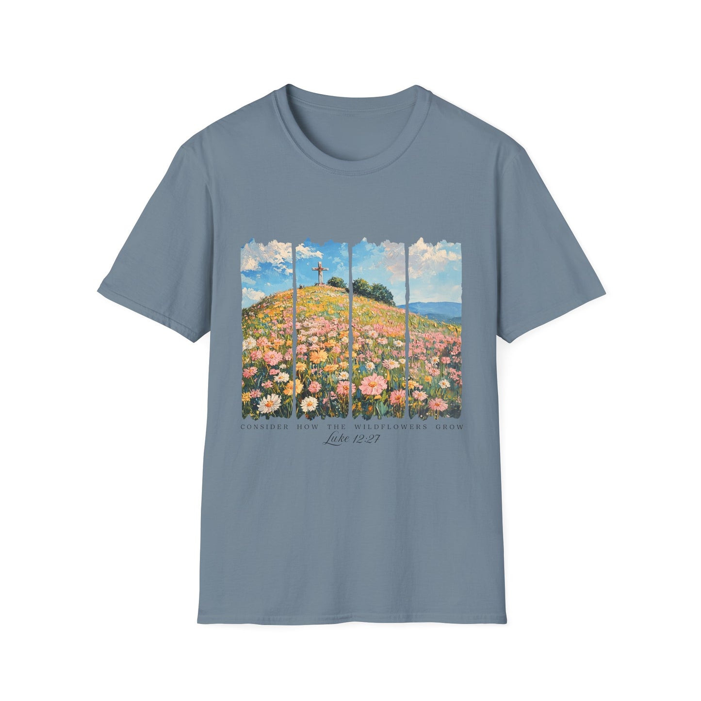 Wildflower Hills Scenic Tee — 'Live in It' Landscape Graphic T-Shirt