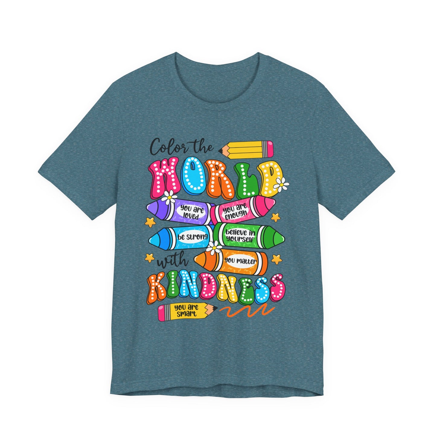 Color the World with Kindness T-Shirt — Kids & Teachers Positive Message Tee