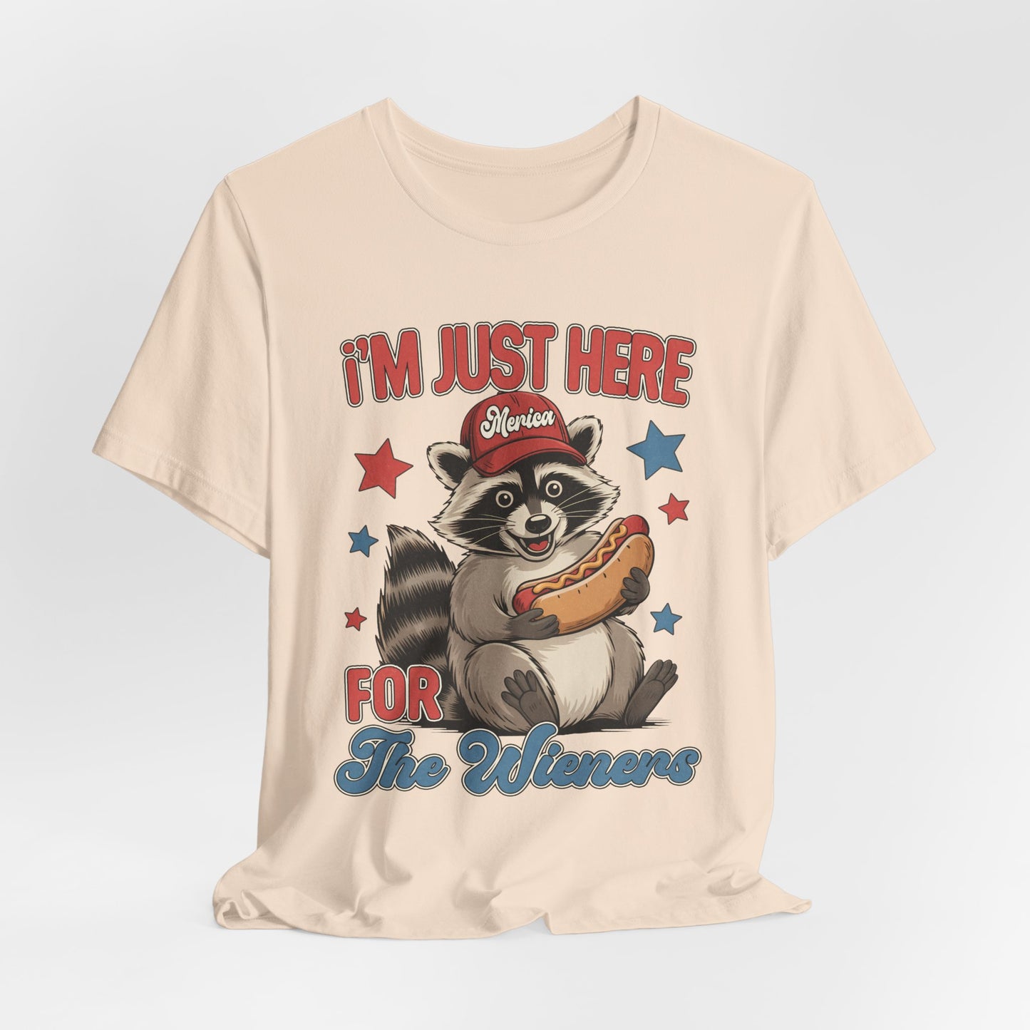 Patriotic Raccoon Hot Dog Tee — “I'm Just Here For The Winans” Graphic T-Shirt