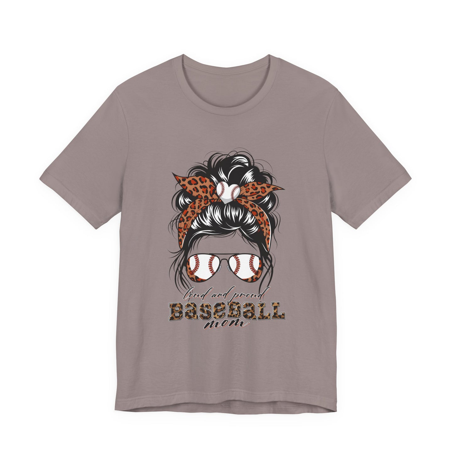 Baseball Mom Graphic Tee — Leopard Hairbow, Sunnies & "Baseball Mom" Text