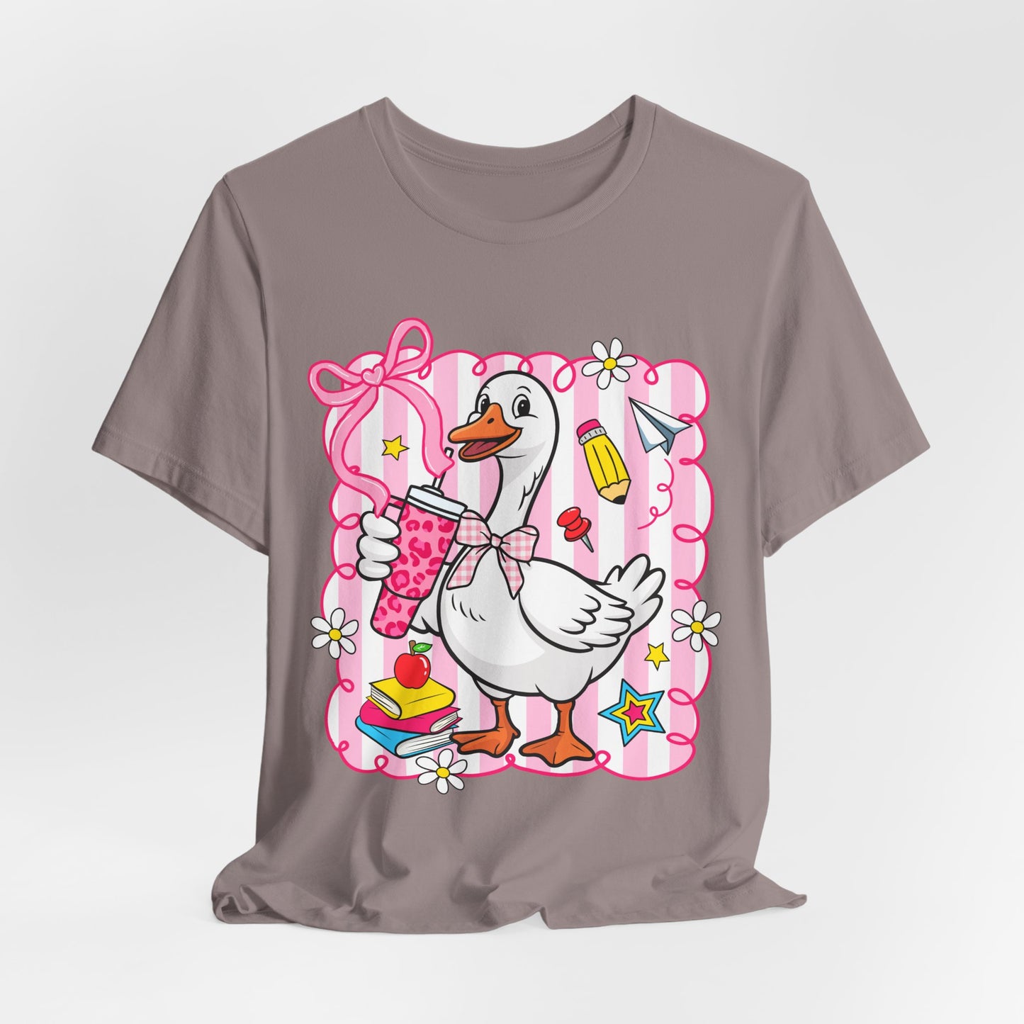 Cute Goose Graphic Tee — School Supplies Back-to-School T-Shirt