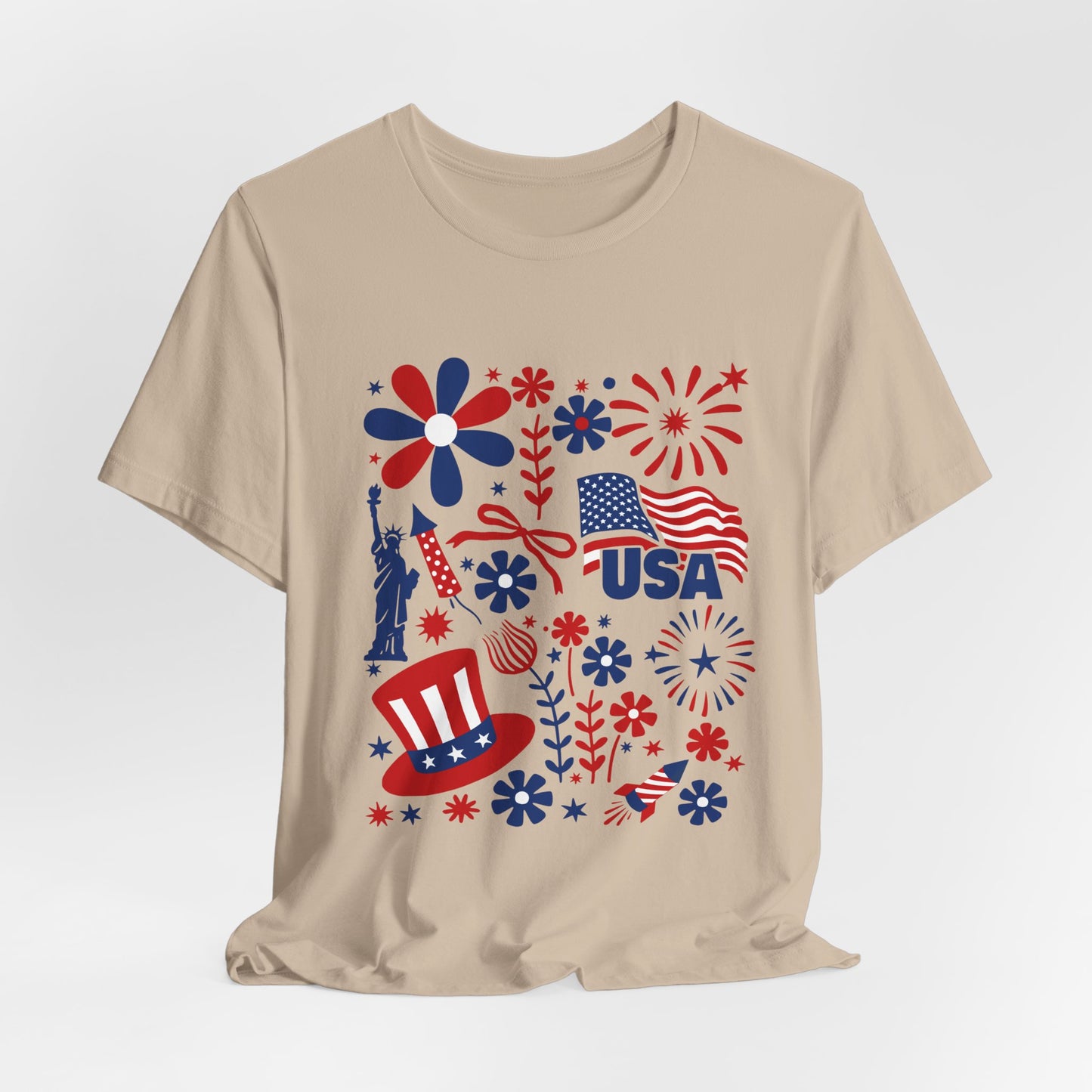 USA Patriotic T-Shirt – Fourth of July Fireworks & Liberty Graphic Tee