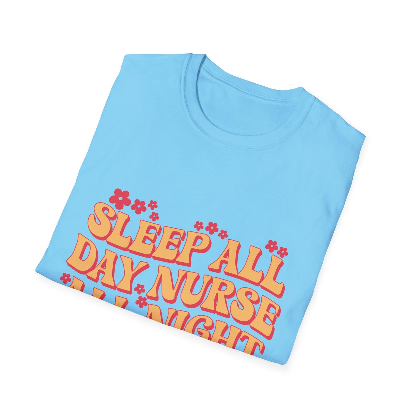 Nurse Life T-Shirt - "Sleep All Day, Nurse All Night" Retro Floral Tee