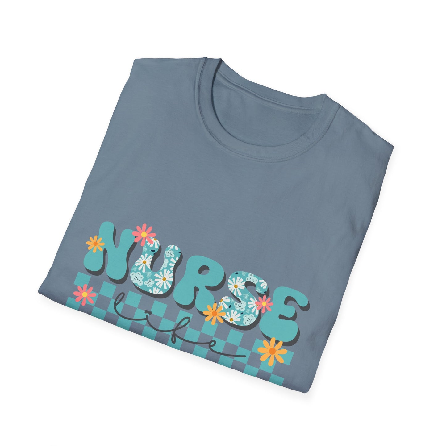 Nurse Floral Checkerboard T-Shirt