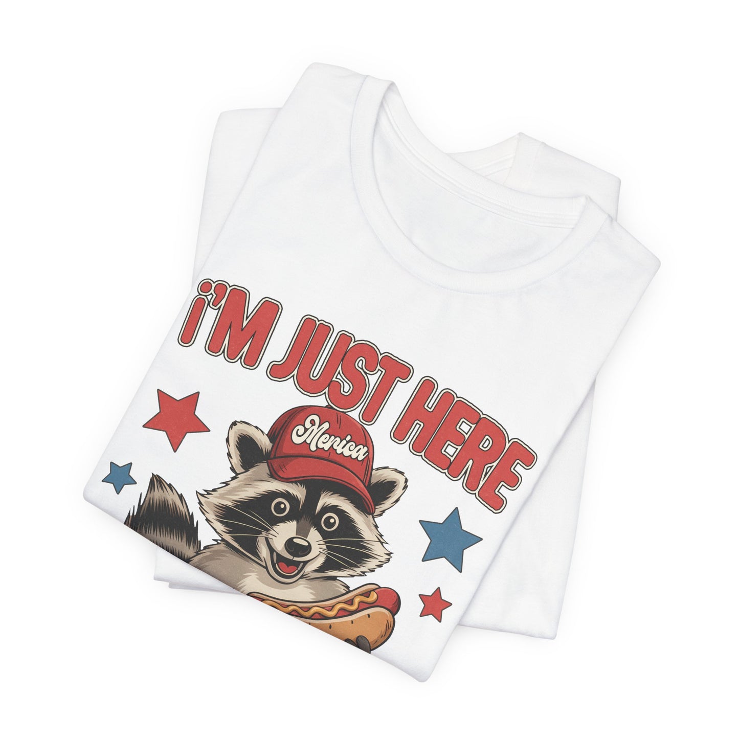 Patriotic Raccoon Hot Dog Tee — “I'm Just Here For The Winans” Graphic T-Shirt