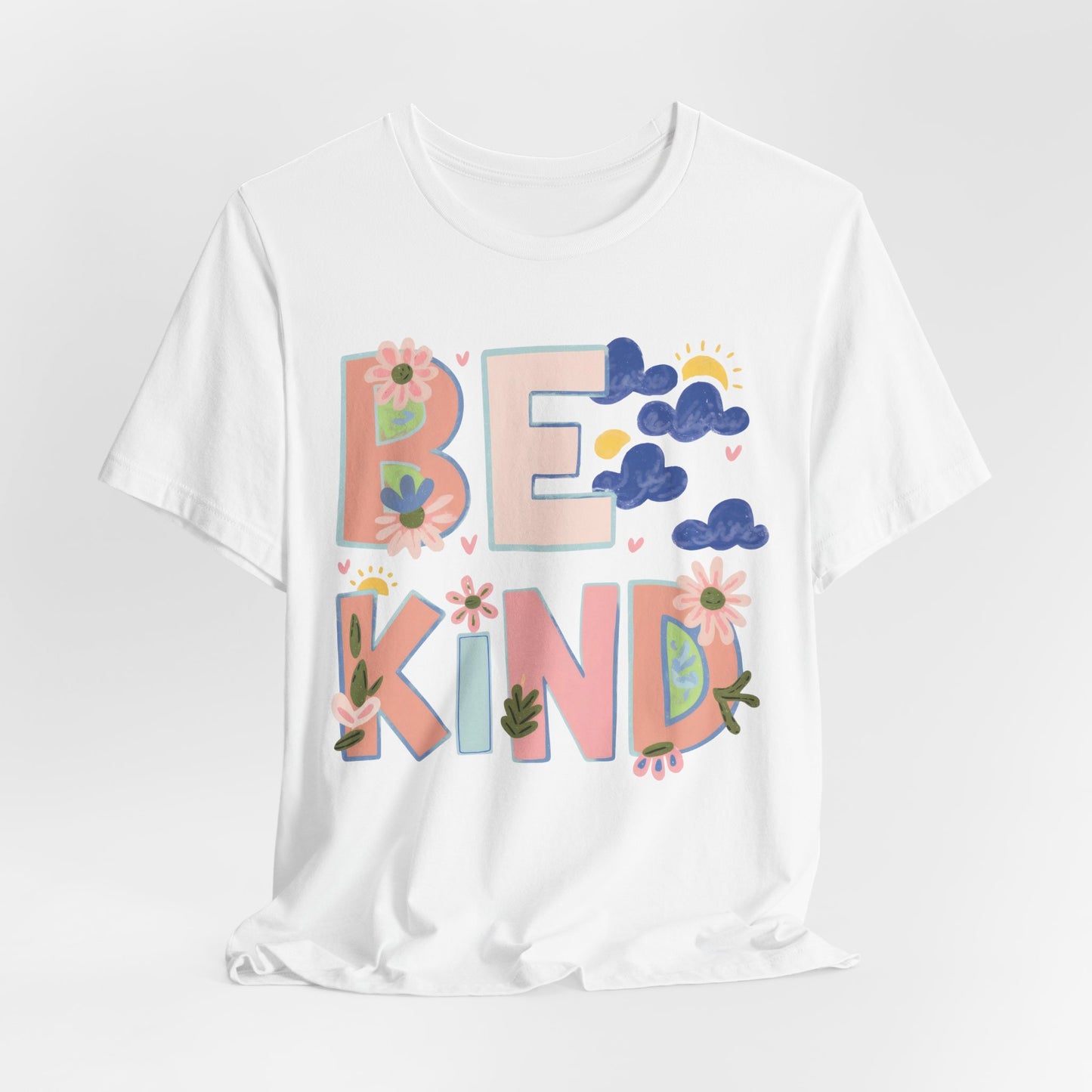 Be Kind Floral Tee — Positive Message Graphic T-Shirt