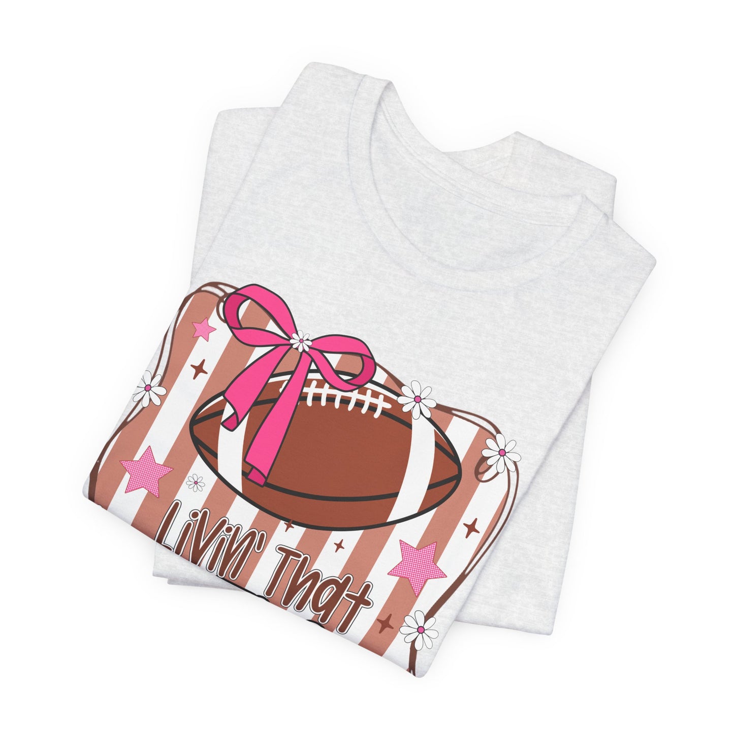 Football Mom Life T-Shirt — Pink Bow Football Mom Tee