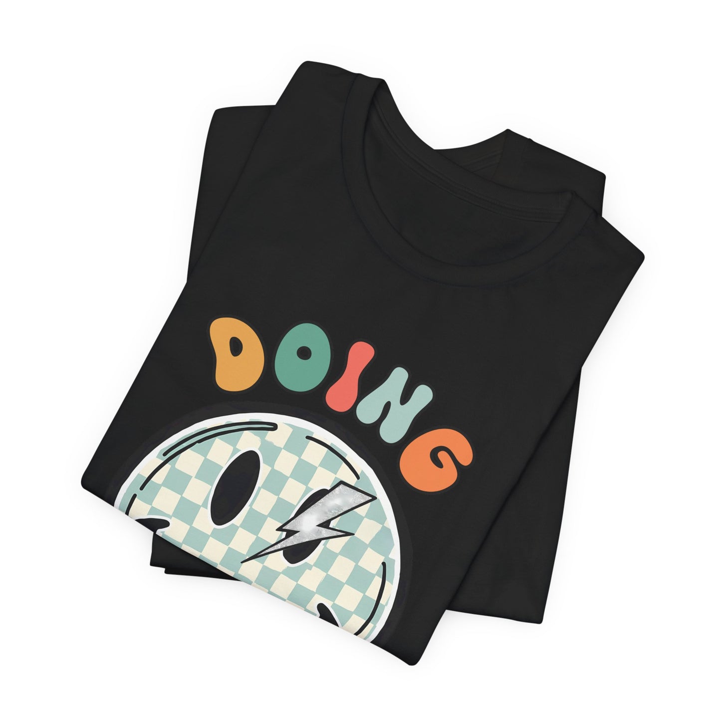 Doing My Best Smiley Tee — Retro Checkerboard Positive Message T‑Shirt