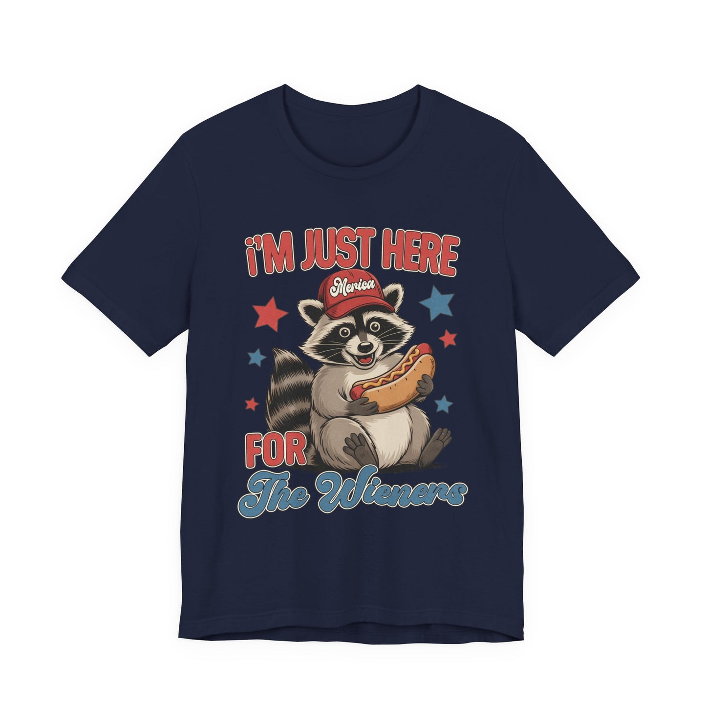 Patriotic Raccoon Hot Dog Tee — “I'm Just Here For The Winans” Graphic T-Shirt