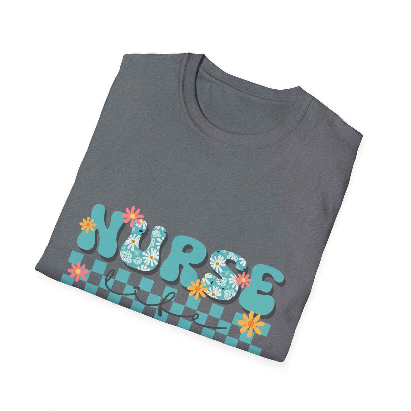 Nurse Floral Checkerboard T-Shirt