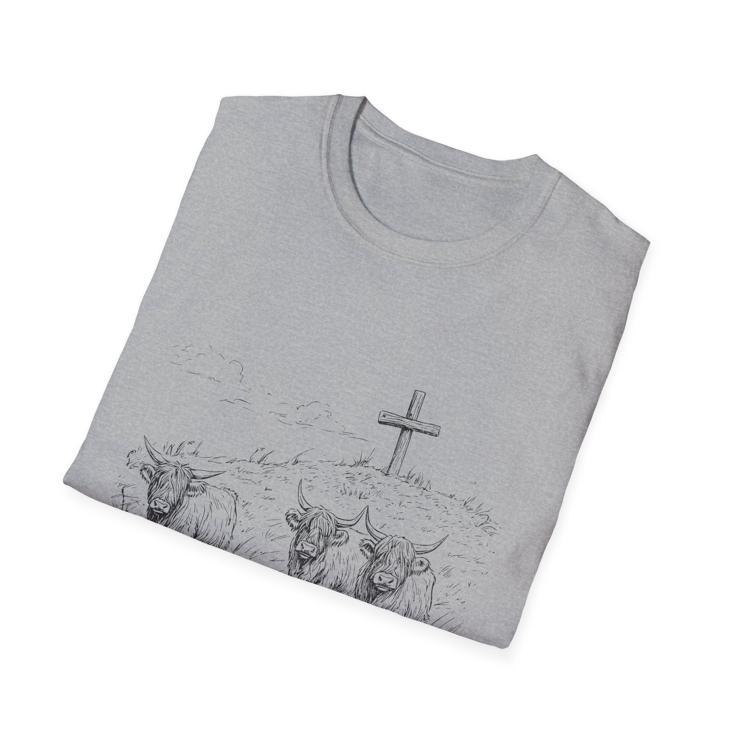 Christian Cross & Oxen T-Shirt — “Follow the Sword, Not the Herd” Faith Graphic Tee