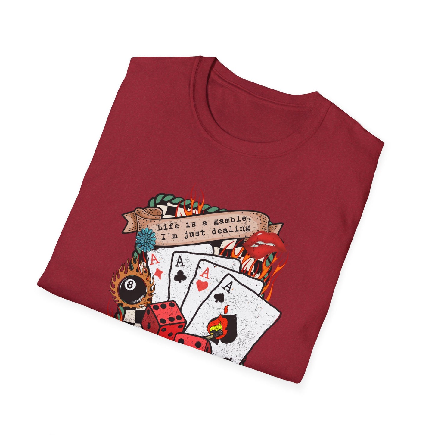 Casino Night Graphic T-Shirt — Aces, Dice & Retro Gaming Design