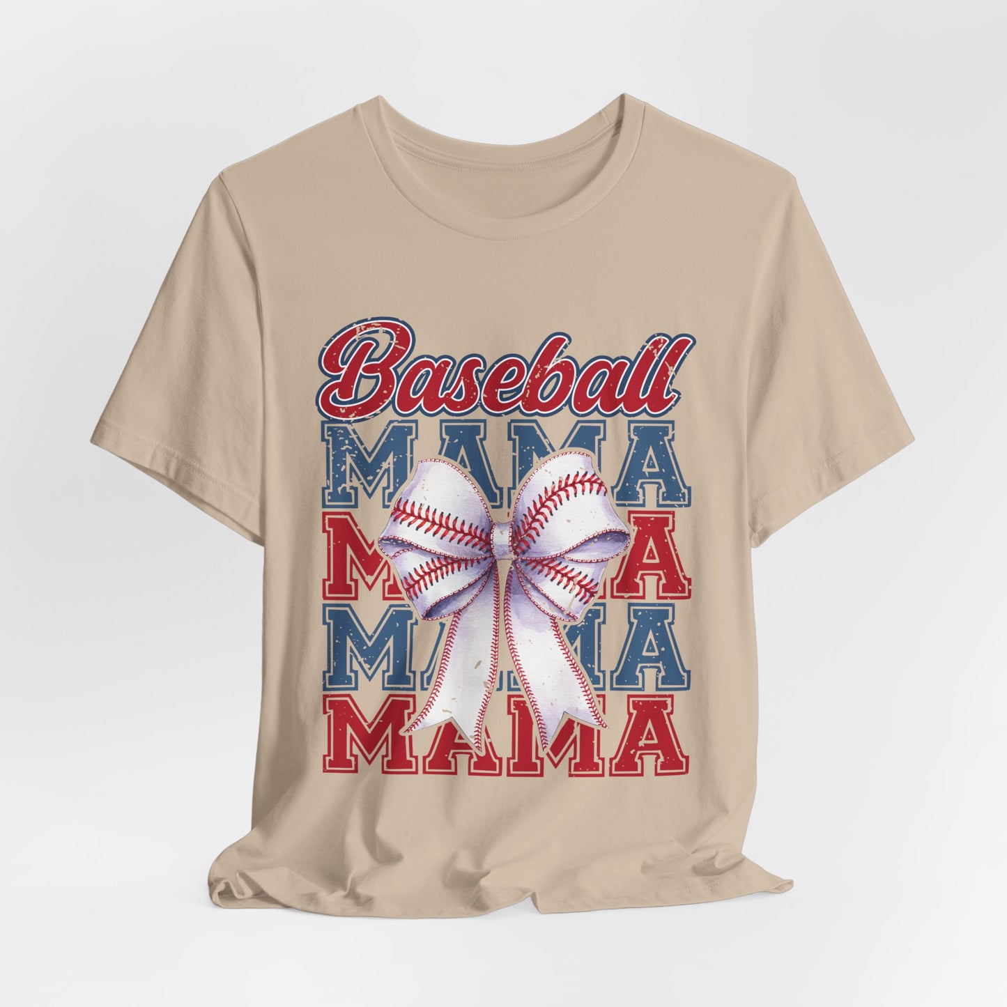 Baseball Mama Tee – Patriotic Bow Soft Cotton T‑Shirt for Baseball Moms