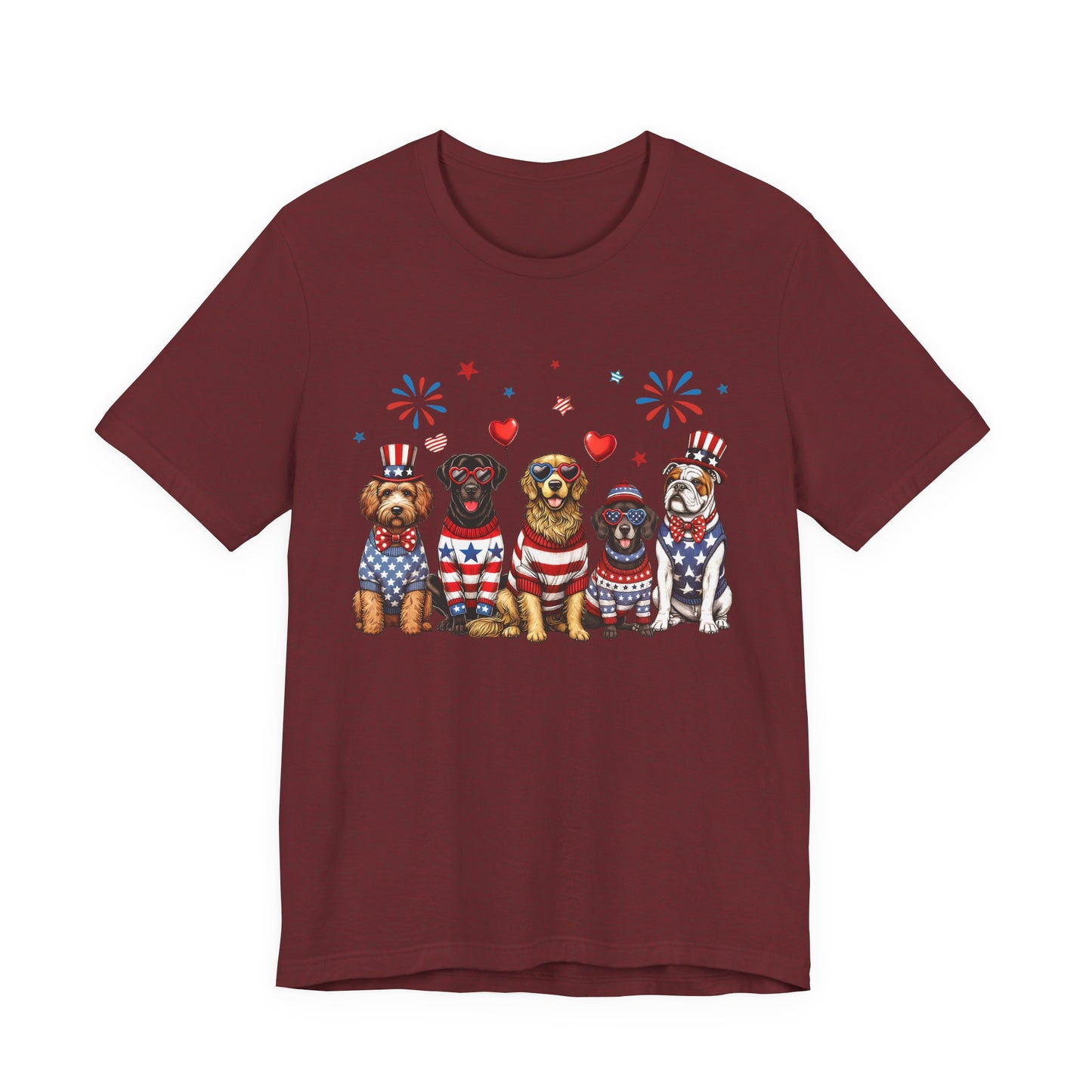 Patriotic Dogs T‑Shirt — 4th of July American Flag Pups Tee