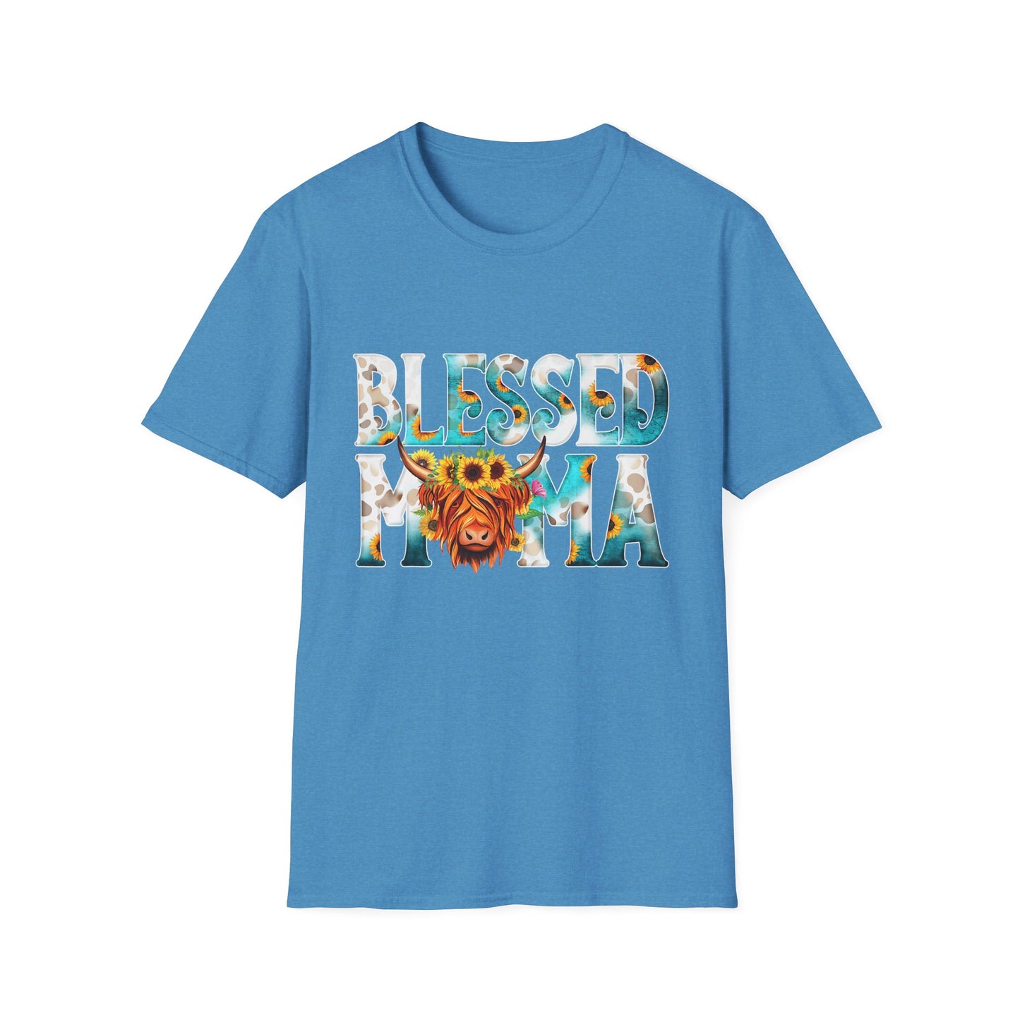 Blessed Mama T-Shirt — Floral Highland Cow Mother's Day Tee