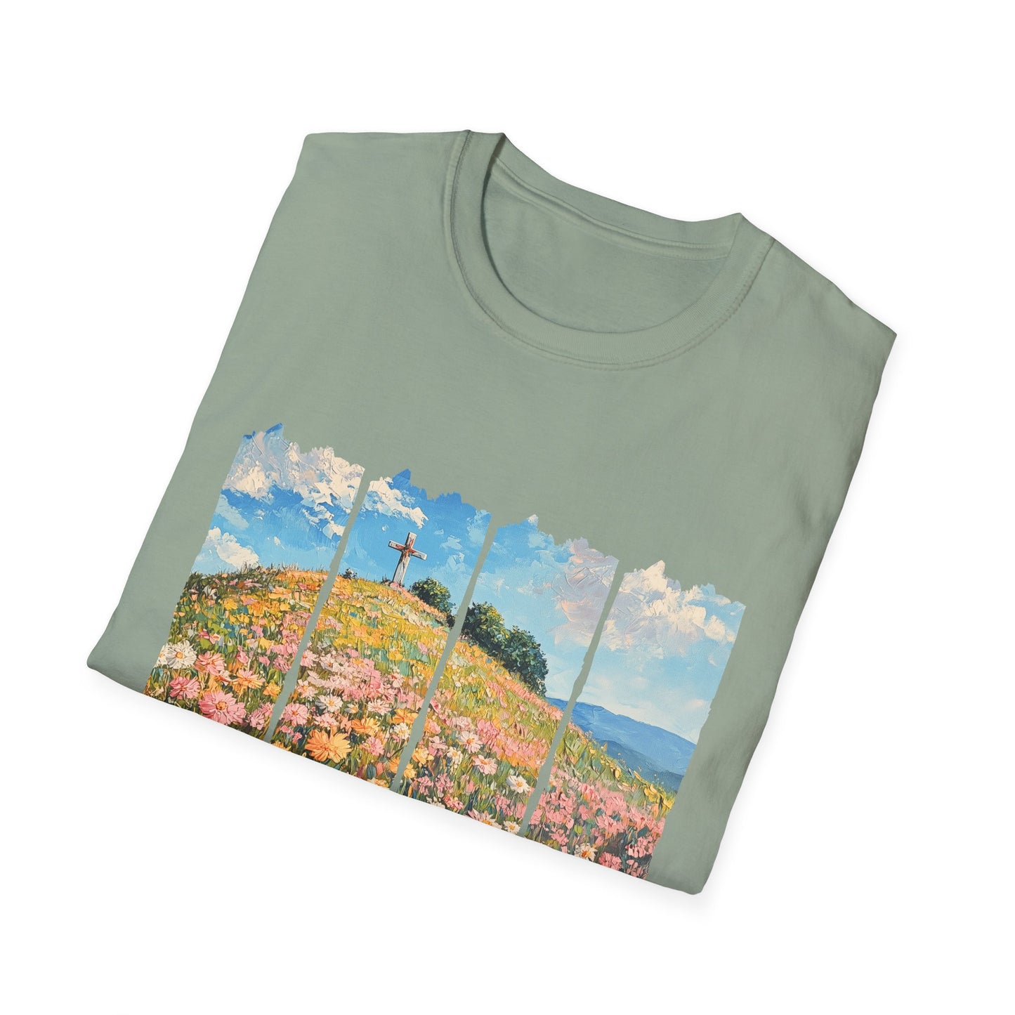 Wildflower Hills Scenic Tee — 'Live in It' Landscape Graphic T-Shirt