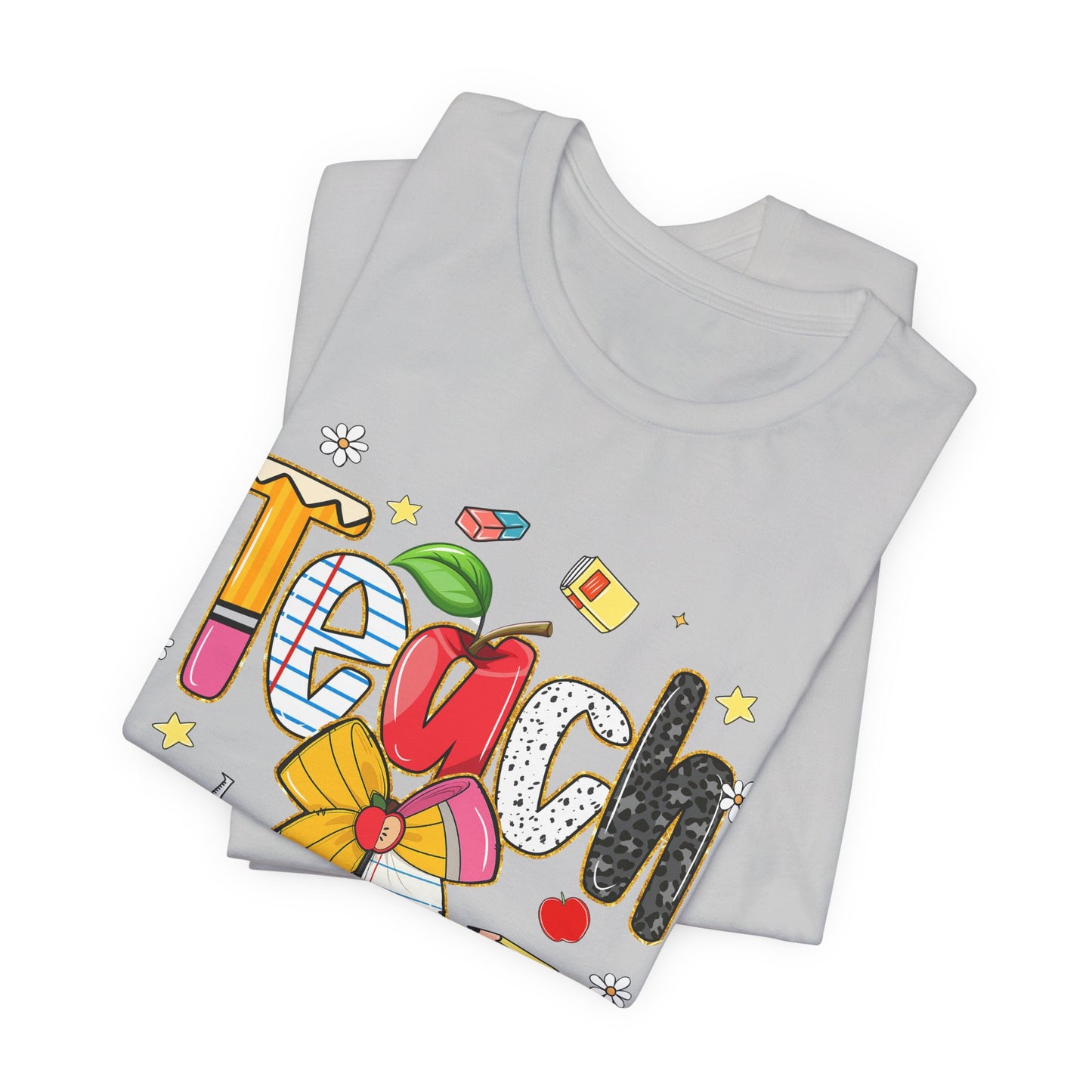 Teacher Floral Pencil Tee - "Teach" Cute School T-Shirt for Educators