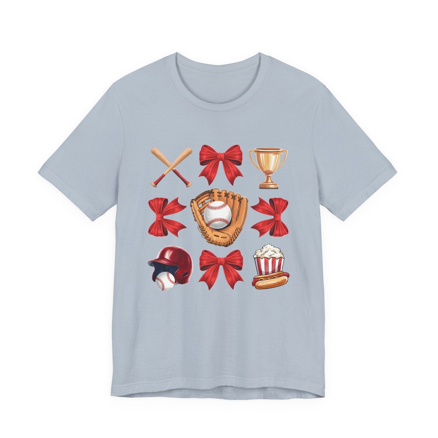 Baseball Icons Graphic Tee — Glove, Bat & Trophy Design